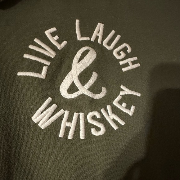 Live laugh whiskey cropped slouchy olive colored sweatshirt - Picture 2 of 4